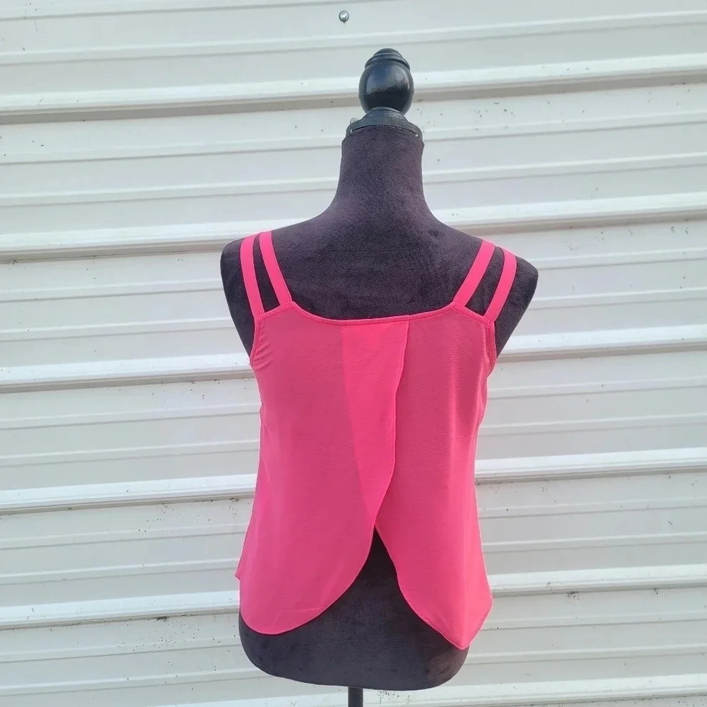 Style LOFT Tank Top Hot Pink Slit Open Back Flowy Women's sz S - Picture 3 of 9